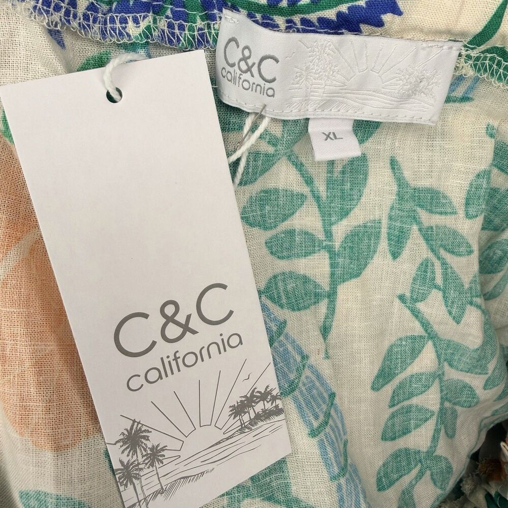 C&C California Linen Blend Top Summer Multicolor Print Plus Sz XL NWT! - Picture 3 of 5